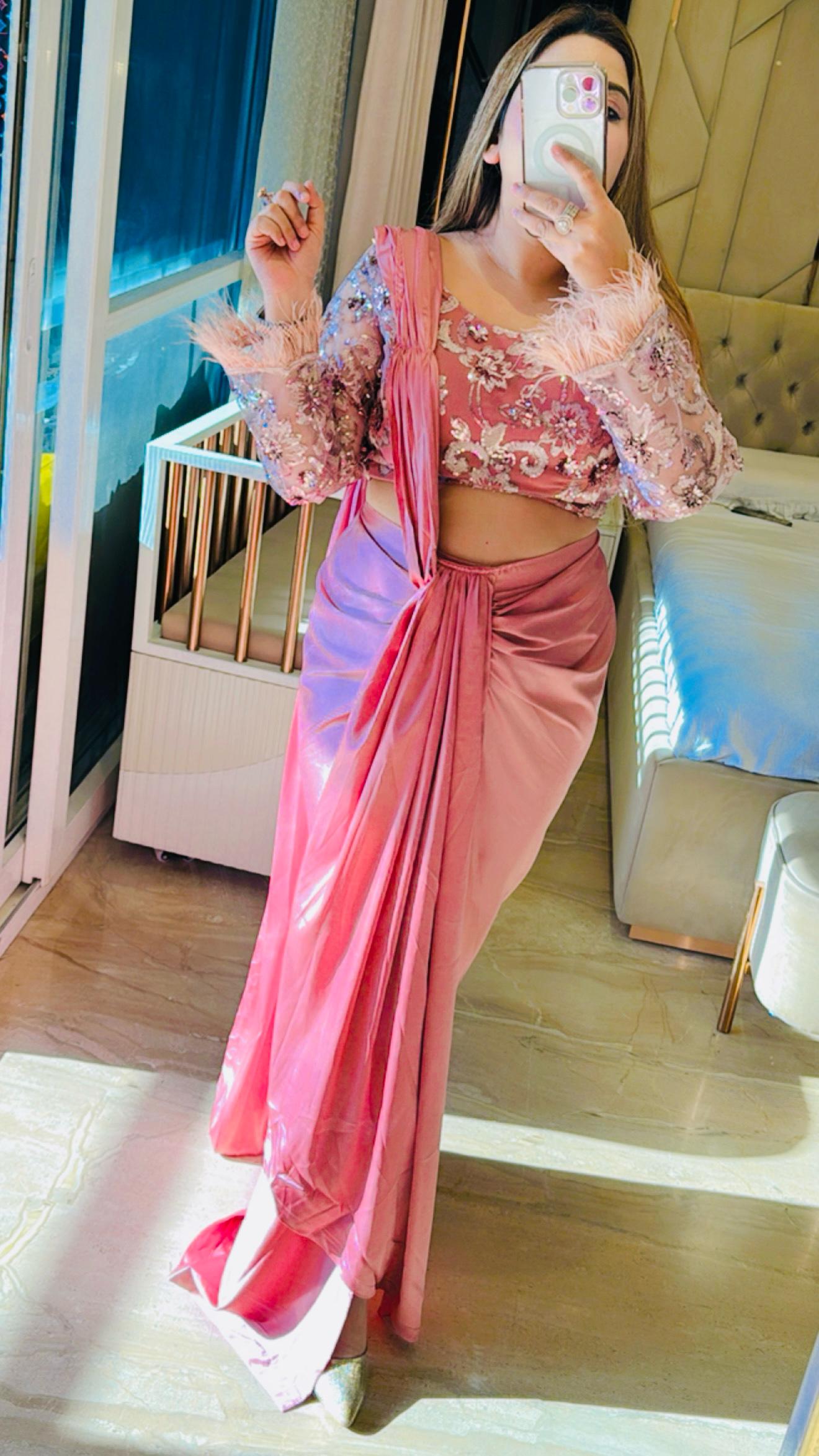 Pink Regalia Satin Saree